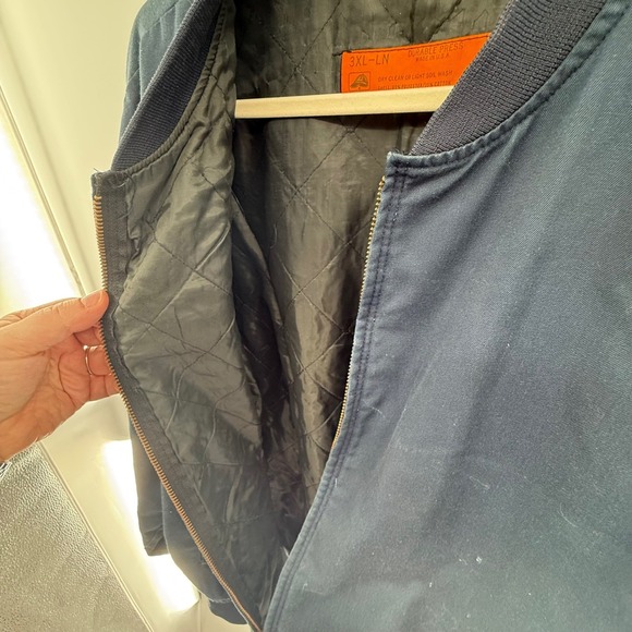 Vintage Durable Press Bomber Jacket Mens 3XL Long Blue USA Made Quilted Lined - Picture 6 of 6
